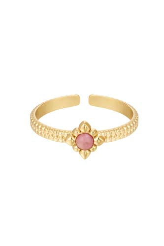 Ring dainty with flower - pink