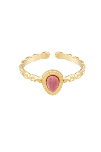 Ring with ornate shape and stone - pink