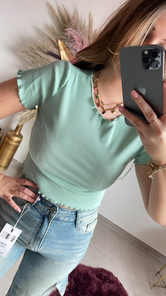 Crop t-shirt mint green