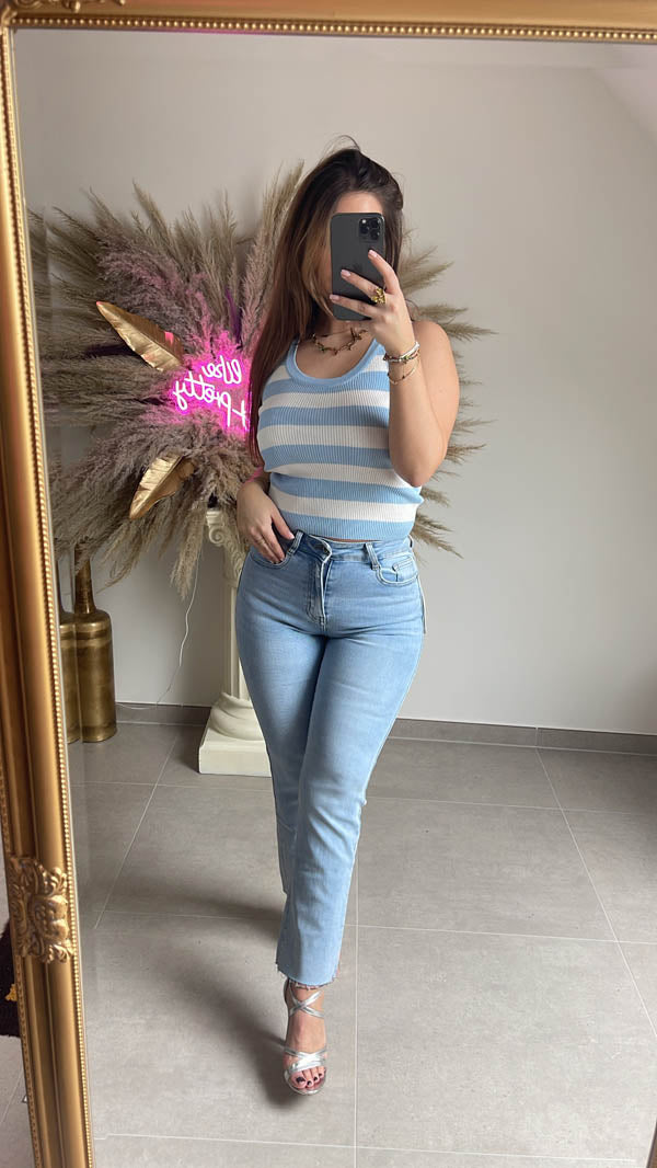 Striped top light blue