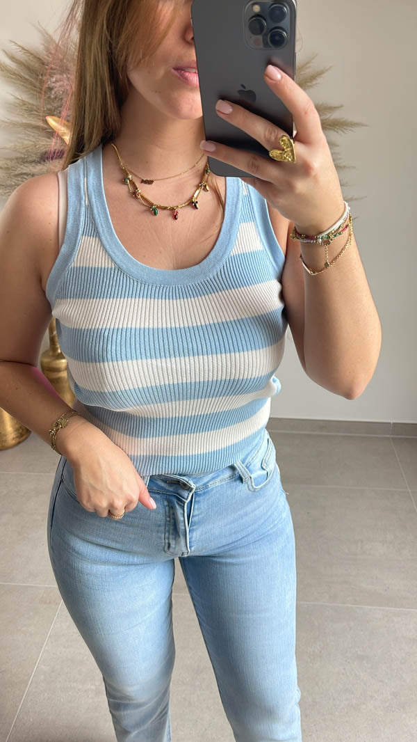 Striped top light blue