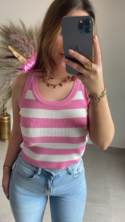 Striped top pink