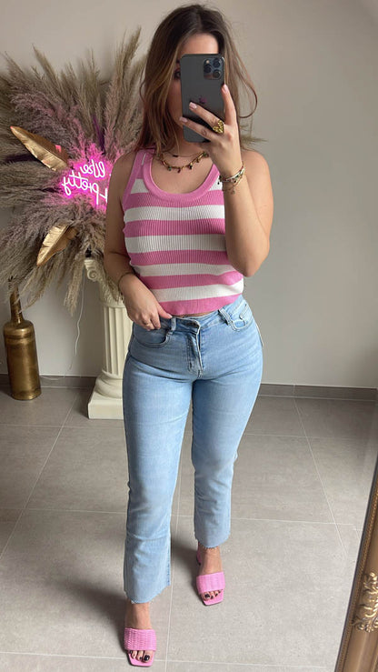 Striped top pink