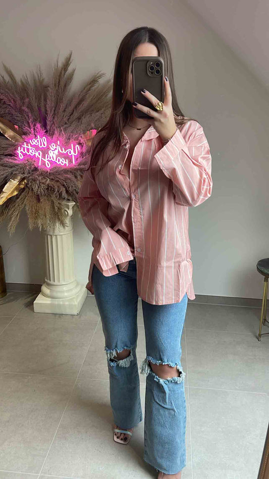 Pink striped oversized top